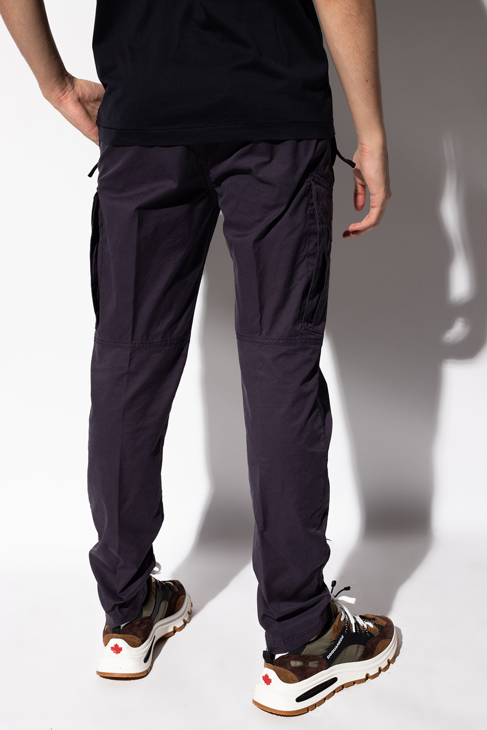 IetpShops AG - Navy blue straight Trousers with multiple pockets